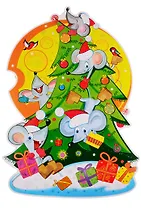 Плакат вырубной "Мышата на елке"