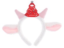 Ободок новогодний Ушки и рожки овечки (белый с розовым) (плюш) (12-202604_OB_24)