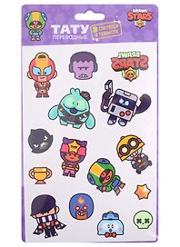 Тату переводные «Brawl Stars. Скуик», светящиеся в темноте, в ассортименте