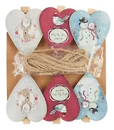 Прищепки декоративные с веревкой 6 шт