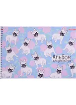 Альбом для рисования Academy Style, "Мопсы", А4, 24 листа, на спирали