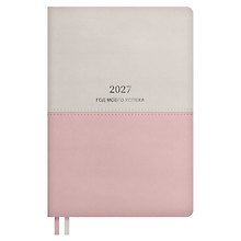 Ежедневник дат. 2027г. А5 176л "Плезир" розовый, кожзам, тв.переплет, тисн.фольгой, офсет, справ.мат-лы, 2 ляссе, инд.уп