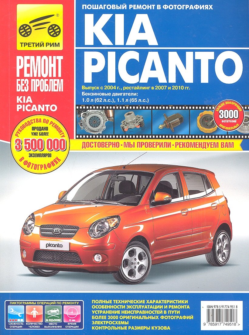 Kia Picanto. Выпуск с 2004 г., рестайлинг в 2007 и 2010 г.: Руководство по эксплуатации, техническому обслуживанию и ремонту
Kia Picanto. Выпуск с 2004 г., рестайлинг в 2007 и 2010 г.: Руководство по эксплуатации, техническому обслуживанию и ремонту