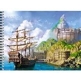 Альбом для рисования 40л А4 "Пиратская бухта" евроспираль, мел.карт., мат.ламин., выб.лак, офсет 140г/м2, Unnika