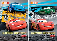 Картон цветной 16цв 16л "Cars" 4цв металлиз., 4цв флюоресц., карт.папка, Disney