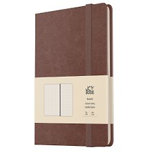 Книга для записей А4- 96л кл. "Joy Book. Брауни" иск.кожа, тонир.блок, скругл.углы, ляссе, резинка