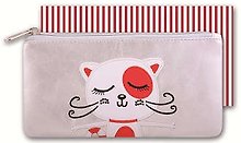 Пенал школьный Феникс+ "Котик" (б/наполн., 20x10см, к/з, аппликация, декор. вышивка, на молнии, инд. ПЭТ-упак.)
