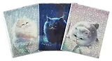 Обложки 03шт д/тетрадей гологр. "ПУХЛЫЕ КОТЫ" 346*215мм, ПВХ 70мкм, три наклейки для персонализации, подвес