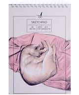 Скетчбук А5 20л "Нежный котик" акварельн., с перф., 200г/м2, мел.картон, софт.тач.