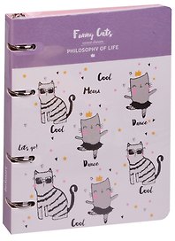 Тетрадь на кольцах «Funny cats» 120 листов в клетку, А5, сменный блок - Доминанта ББП