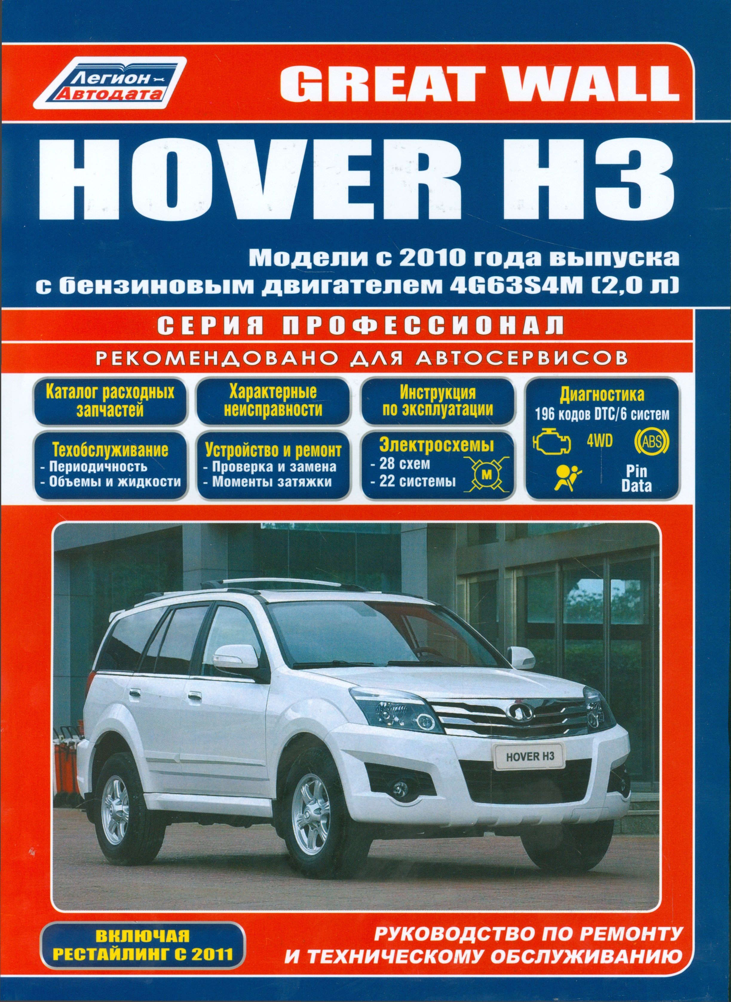 Great Wall HOVER H3. Модели с 2010 года выпуска с бензиновым двигателем 4G63S4M (2,0 л.). Включены рестайлинговые модели с 2011 года выпуска. Руководство по ремонту и техническому обслуживанию
Great Wall HOVER H3. Модели с 2010 года выпуска с бензиновым двигателем 4G63S4M (2,0 л.). Включены рестайлинговые модели с 2011 года выпуска. Руководство по ремонту и техническому обслуживанию