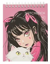Скетчбук А6+ 40л "Любимый котик" 100г/м2, мат.ламинация, евроспираль, 7БЦ, офсет