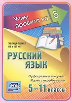 Русский язык. Орфограммы в корнях. Корни с чередованием. 5-11 классы. Таблица-плакат