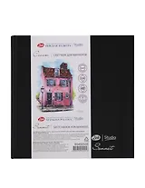 Скетчбук для маркеров 20*20 40л "Сонет" черный, жестк.обложка с резинкой, двухсторон.бумага, 220г/м2