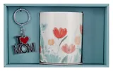 Подарочный набор Кружка и брелок-I love Mom Цветы (коробка) (керамика) (12-topsun-202409-06)