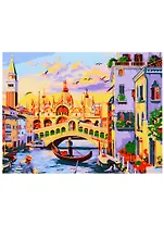 Набор д/творчества Рыжий кот Холст с красками 17х22см по номерам. (14 цв.) Сказочная Венеция ХК-3618