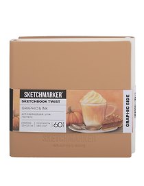 Скетчбук 12*12 60 л "Sketchmarker" Graphic&Ink белый, 140г/м2, кремовая бумага + 40 л бежевый, 200г/м2, белый офсет, мягк. обл.