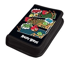 Пенал школьный 1отд. "ANGRY BIRDS" 19*11,5*2,5см, прямоугольный, c наполнением (13 предметов), черный, Angry birds