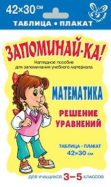 Запоминай-ка! Математика. Решение уравнений. Для учащихся 3 -5 классов. Таблица-плакат