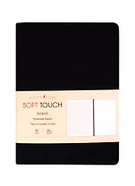 Записная книжка А6 80л "SOFT TOUCH. Угольно-черный" интегр.обл., иск.кожа, офсет 70г/м2, тонир,комбин.блок (в лин., точку, без лин.), скругл.углы, цв.форзацы, цв.торец, ляссе