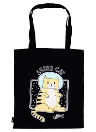 Сумка-шоппер Кот-космонавт Astro cat черная, текстиль 40см.*32см.