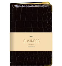 Ежедневник дат. 2027г. А6 176л "BUSINESS PREMIUM. Grand croco" черный, иск.кожа, обл.поролон, мет.уголки, тонир.блок, зол.торец, 2 ляссе