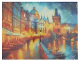Алмазная мозаика. Классическая, с подрамником, с полным заполнением. Вечерняя Прага 30х40, 30 цветов