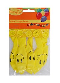 Упаковка с хедером Х-27 Шар (30см) (5шт) Yellow Смайл (Поиск)
