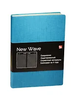 Ежедневник недат. А6+ 136л 118*168мм "New Wave" бирюзовый, иск.кожа, интегр. обл, ляссе, Listoff