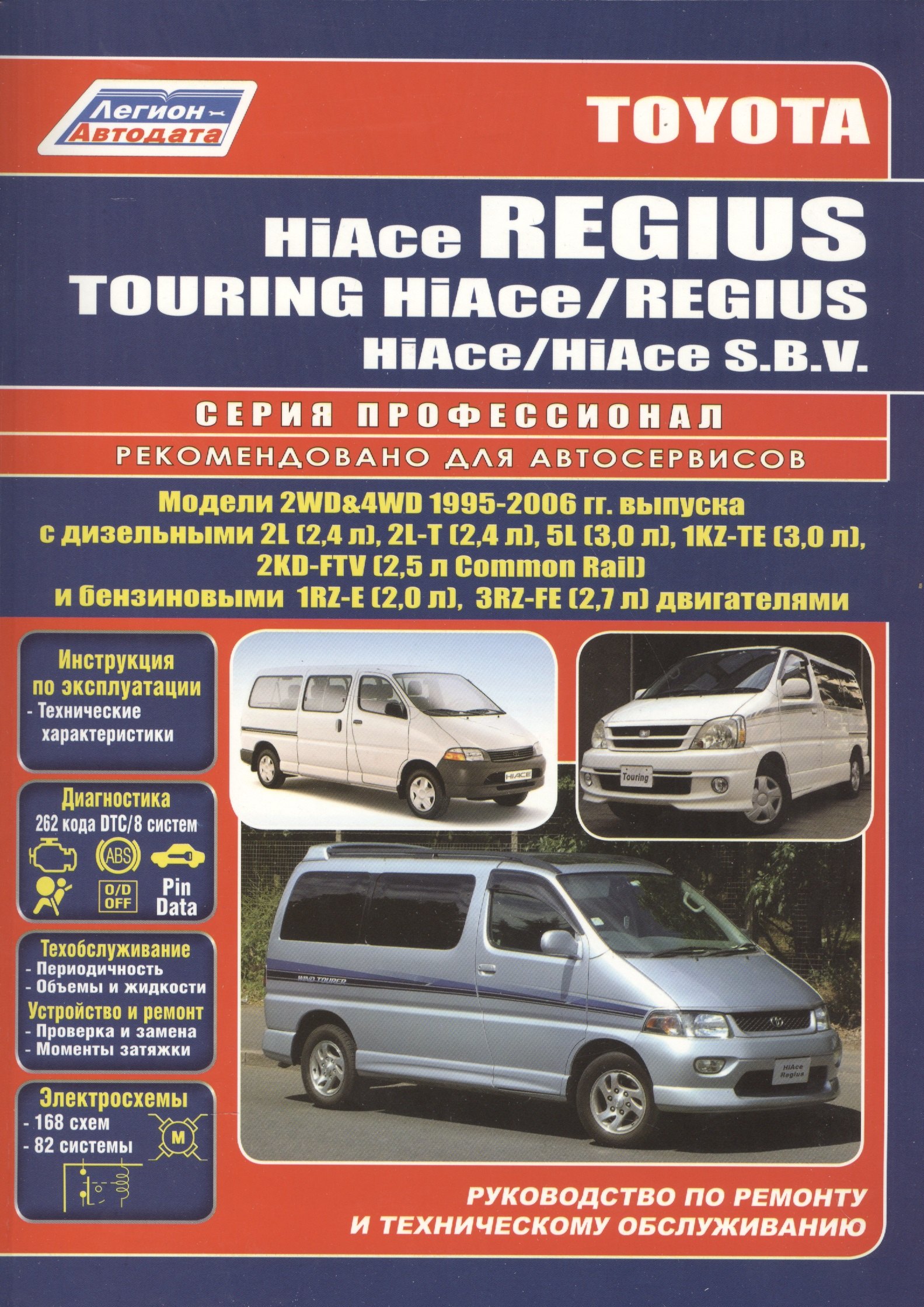 Toyota HiAce / Regius / HiAce SBV. Модели 2WD&4WD 1995-2006 гг. выпуска с дизельными 2L (2,4 л.), 2L-T (2,4 л.)… Руководство по ремонту и техническому обслуживанию автомобилей.
Toyota HiAce / Regius / HiAce SBV. Модели 2WD&4WD 1995-2006 гг. выпуска с дизельными 2L (2,4 л.), 2L-T (2,4 л.)… Руководство по ремонту и техническому обслуживанию автомобилей.