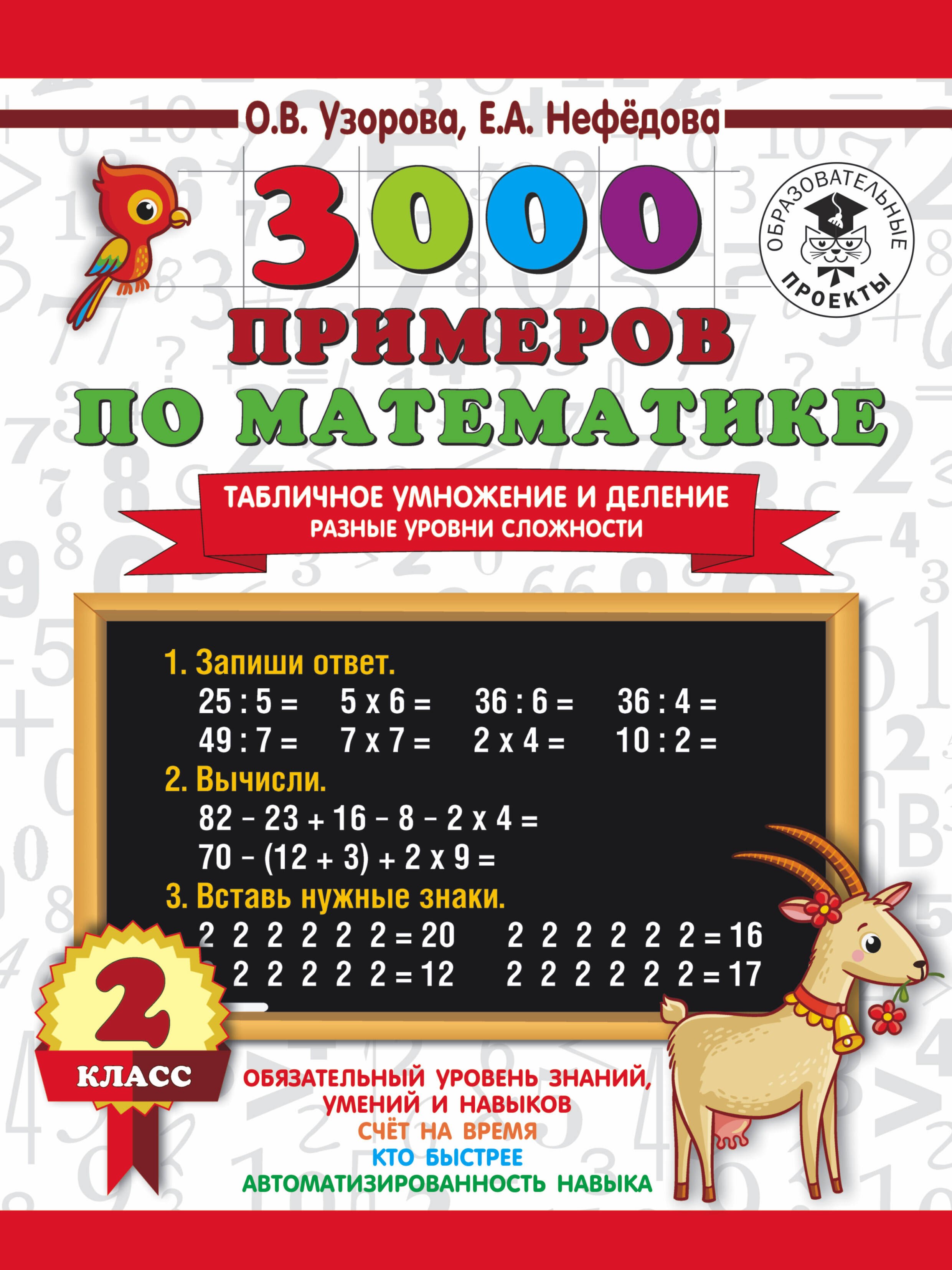 3000 примеров по математике. Табличное умножение и деление. Разные уровни сложности. 2 класс
3000 примеров по математике. Табличное умножение и деление. Разные уровни сложности. 2 класс