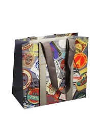 Пакет подарочный бумажный А5 20*20*8 "Почтовые марки",муж., разноцвет., мат. ламинат, Хансибэг