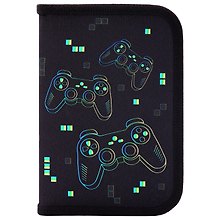 Пенал 1отд. "Pixel gamepad" с наполнением, 21*14см, 1 отк. планка, 24 предмета
