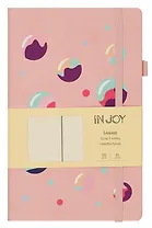 Книга для записей А5 120л кл. "IN JOY. №1" 7БЦ, иск.кожа, трафаретн.печать, тонир.форзац, скругл.углы, ляссе, резинка, петля д/ручки, карман на задн.форзаце