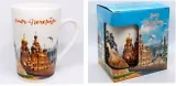 Кружка фарфор матовая СПб. Спас-Исаакий-Медный цветной рисунок