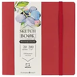 Скетчбук для акварели «Waterfall Nature», бордовый, 20 листов, 19 х 19 см