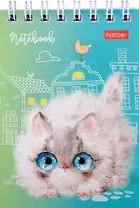 Блокнот А7 40л кл. "Кошарики" мел.картон, гребень, 65г/м2, ассорти