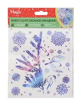 Новогоднее оконное украшение с раскраской Веточка и снежинки (15,5x17,5) (94293)