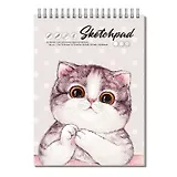 Скетчбук А5 40л "Милая кошка" белая, серая, бежевая бумага 80г/м2, тв.обложка, гребень