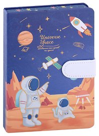 Книга для записей «Кот и космонавт», А5, 128 листов, с магнитной застежкой