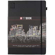 Скетчбук А4 80л 140г/м2, черн.бумага, черн.тв.обл., резинка