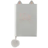 Записная книжка А6 48л лин. "КОТ" сер.мягк.переплёт, тиснение фольгой, ляссе с помпоном, инд.уп.