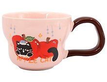 Кружка Apple Cat Котик с яблоком (розовая) (керамика) (400мл) (12-6641-202604-03)