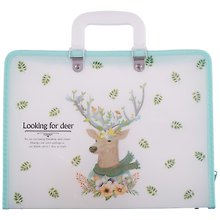 Папка -портфель пластиковый на молнии «Looking for a deer» А4, 7 отделений, с пластиковыми ручками, в индивидуальной упаковке, в ассортименте