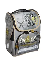 Ранец школьный "ПИРАТСКИЙ СТИЛЬ" 35*26*15см, полиэстер, вышивка, серый, Феникс