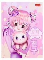 Записная книжка А6 64л кл. "Аниме с котиком" 7БЦ, глянц.ламинация