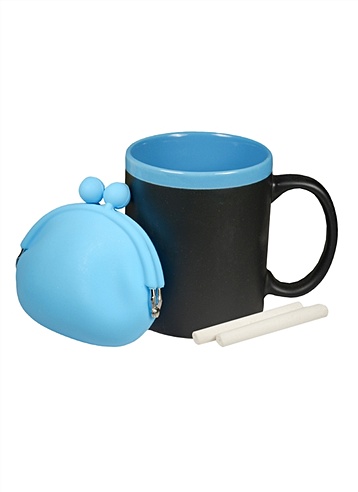 Подарочный набор Голубой кружка с мелком и силиконовый кошелек (41172)