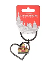 Брелок сердце с движ.фигуркой СПб. Исаакий