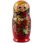 Матрешка 5 в 1 большая (Ягодки, Эскиз 01, Клубничка на красном) (М05160201)