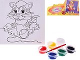 Роспись по холсту Котенок с клубком (6 красок + кисть) (654051) (упаковка)